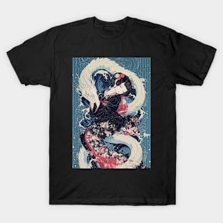 Geisha dragon in water 7202 T-Shirt